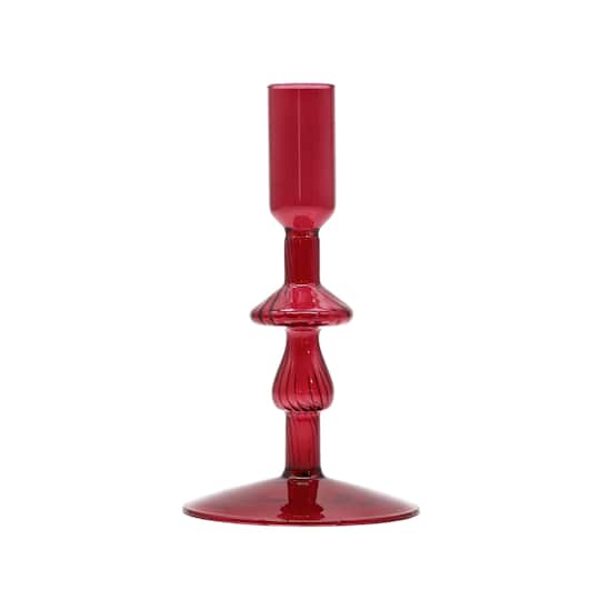 6.25" Burgundy Mushroom Glass Taper Candle Holder by Ashland®